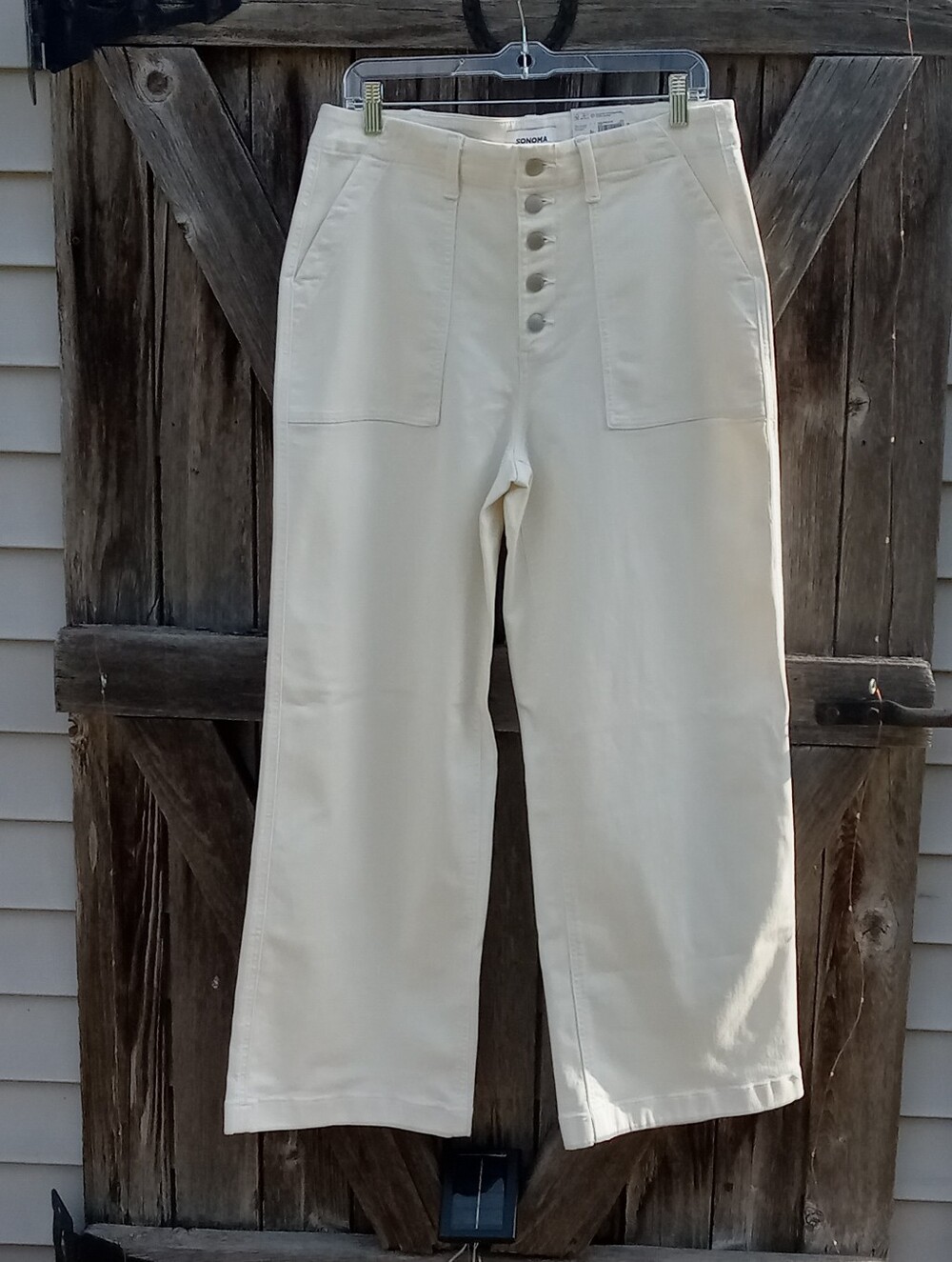 NWT Sonoma High Rise Wide Leg Pants, White, 14